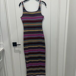 Pink and purple multi striped maxi dress